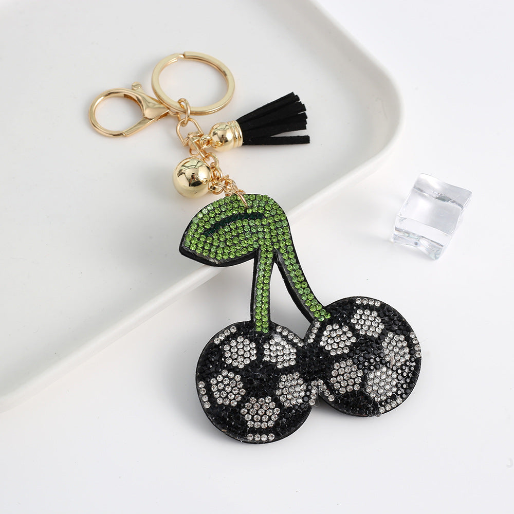 Sports cherry soft rhinestones key charm bag charms for sell