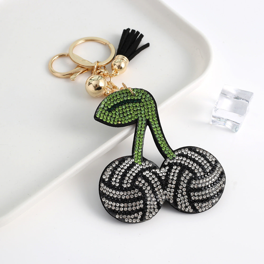 Sports cherry soft rhinestones key charm bag charms for sell