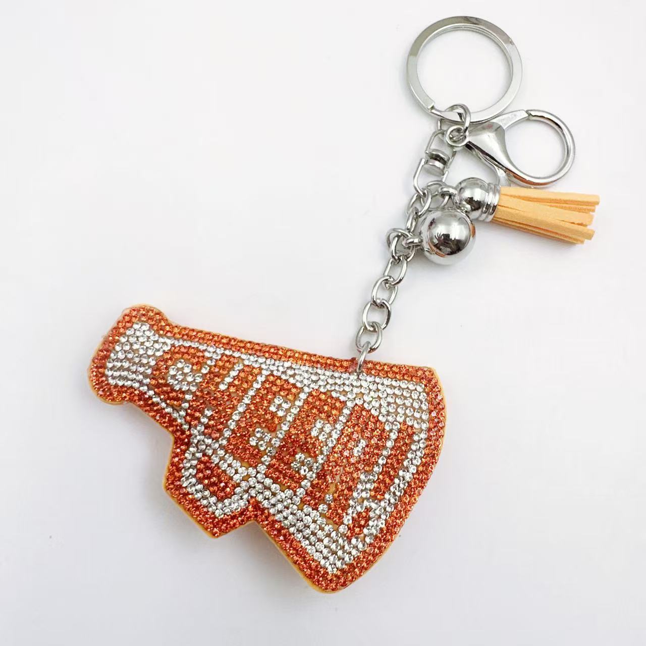 Cheer shape rhinestone soft key charms bag charm accesories