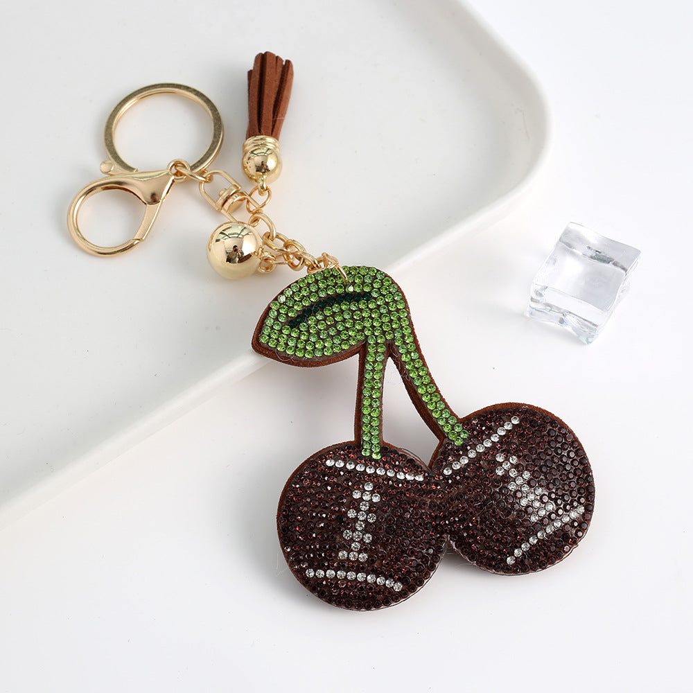 Sports cherry soft rhinestones key charm bag charms for sell