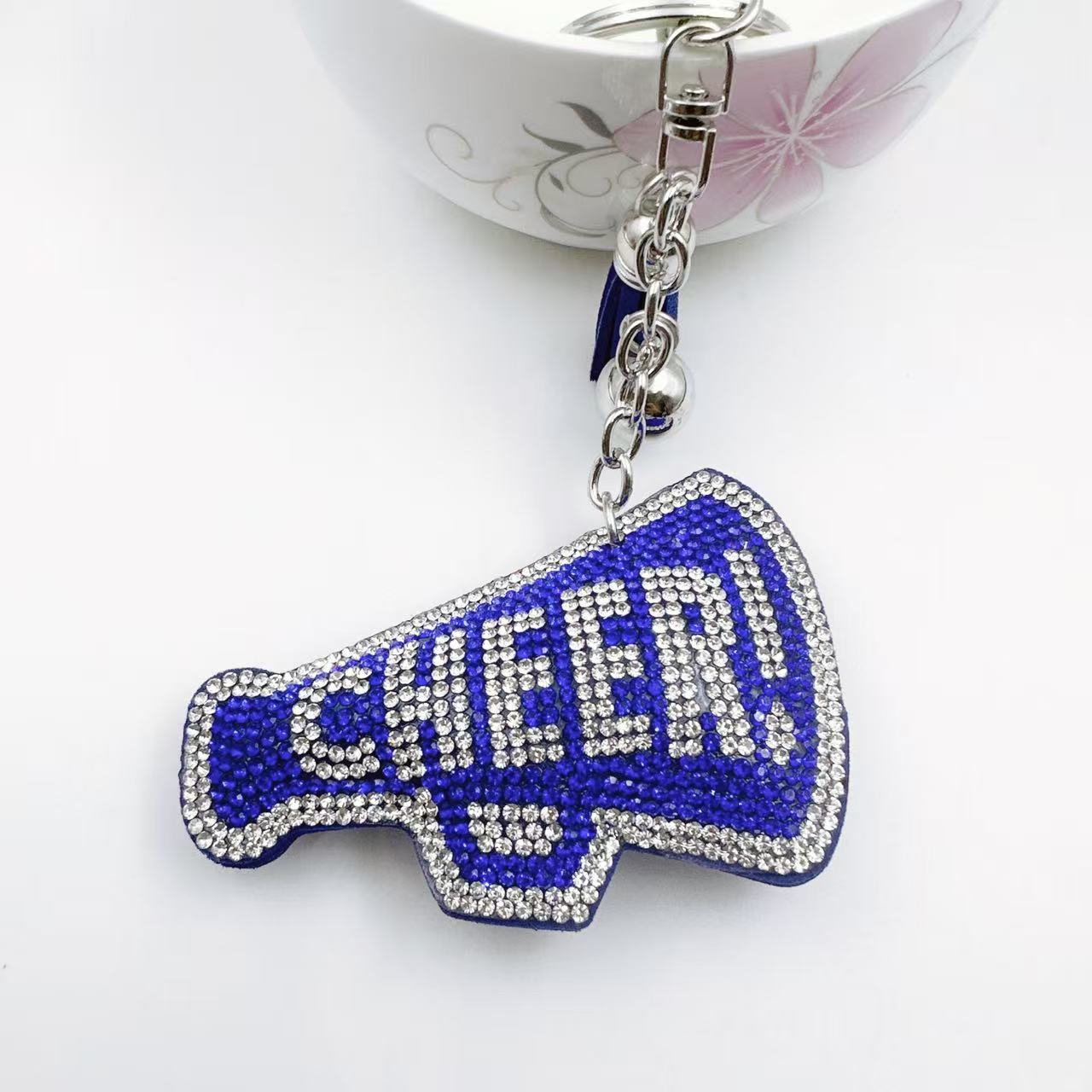 Cheer shape rhinestone soft key charms bag charm accesories
