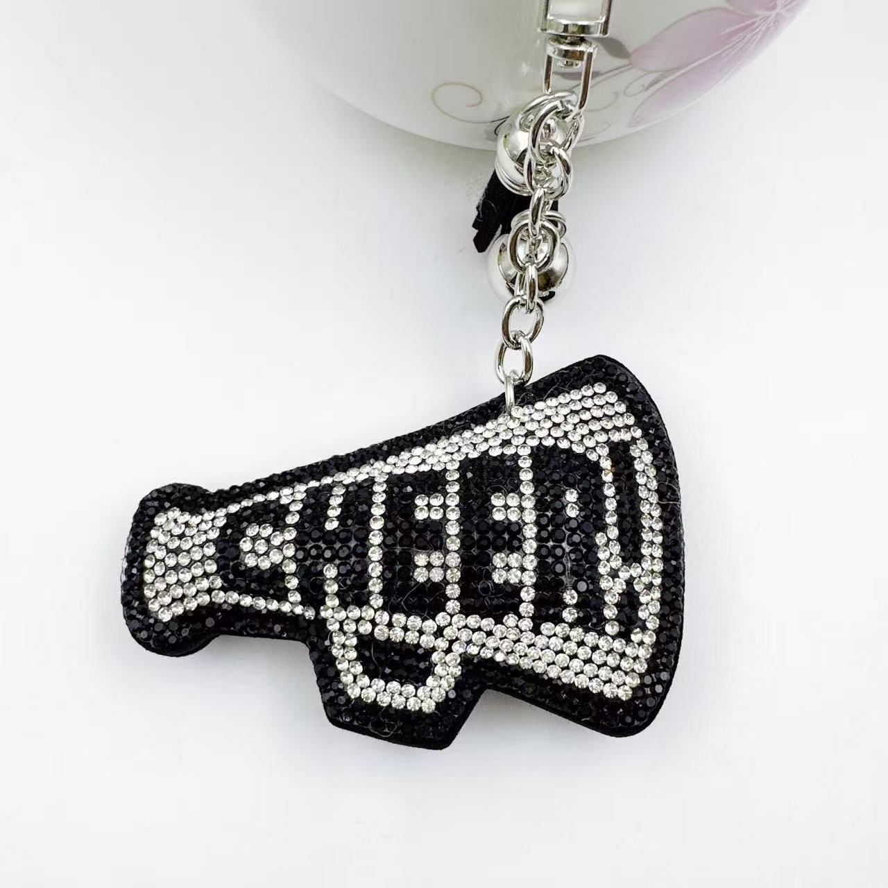 Cheer shape rhinestone soft key charms bag charm accesories